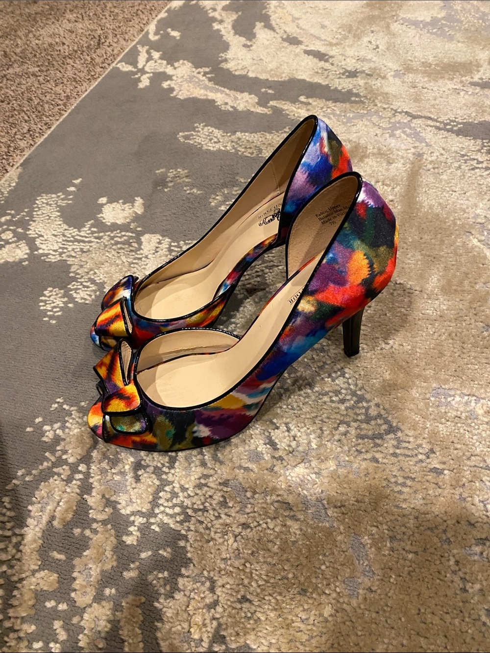Coach satin colorful kitten heels peep toe